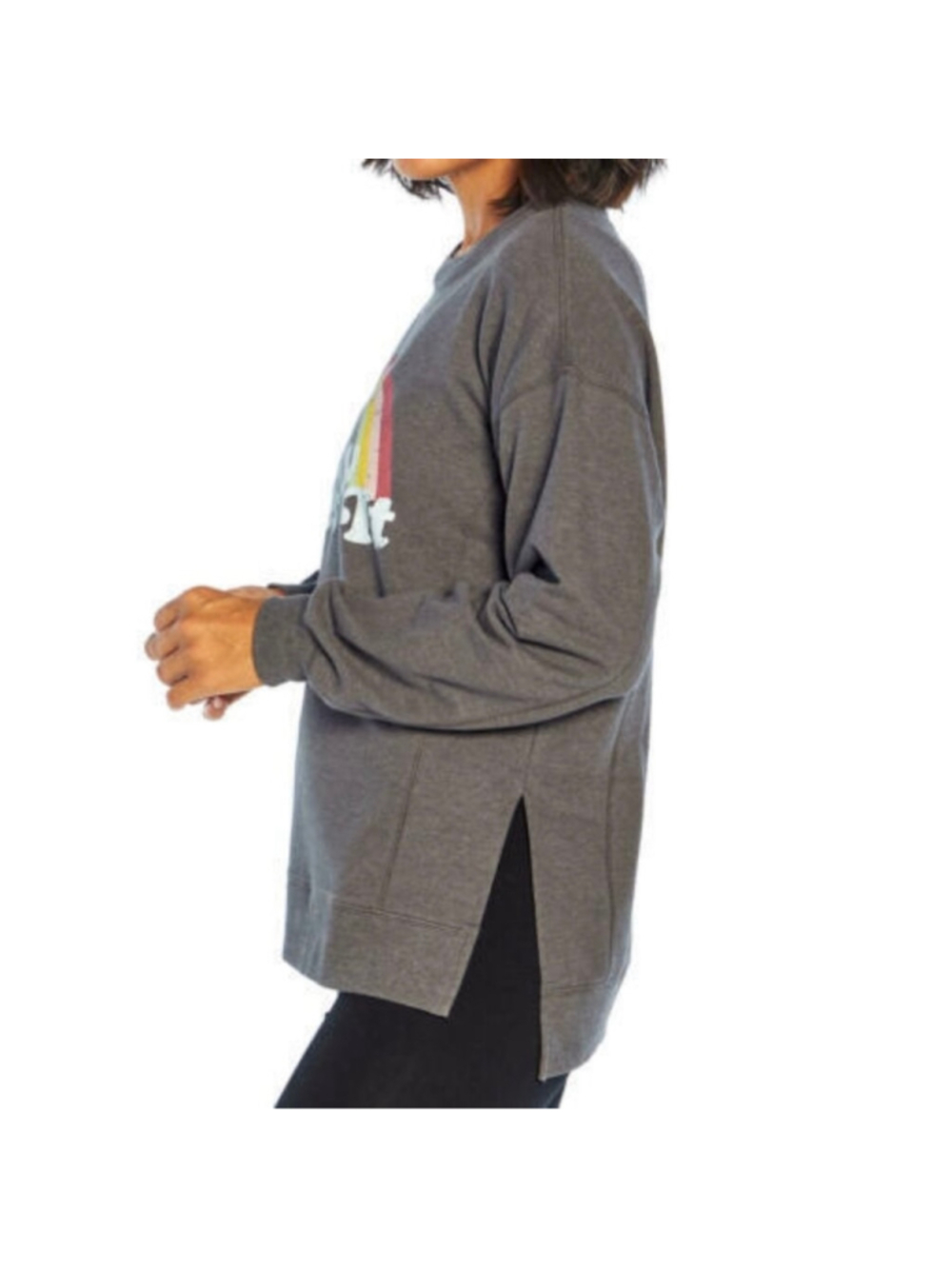 Women's Wildfox Easy Does It Rainbow Sweatshirt XS Charcoal Grey - Picture 8 of 8